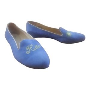 C. Wonder Chloe Blue Yellow Hello Sunshine Suede Flat Size 6M